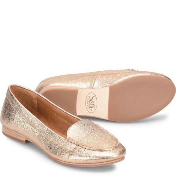 NWOB Sofft Krambay Loafers Comfort Shoes Sz 8 Rose Gold Metallic Arch Support - Picture 1 of 12
